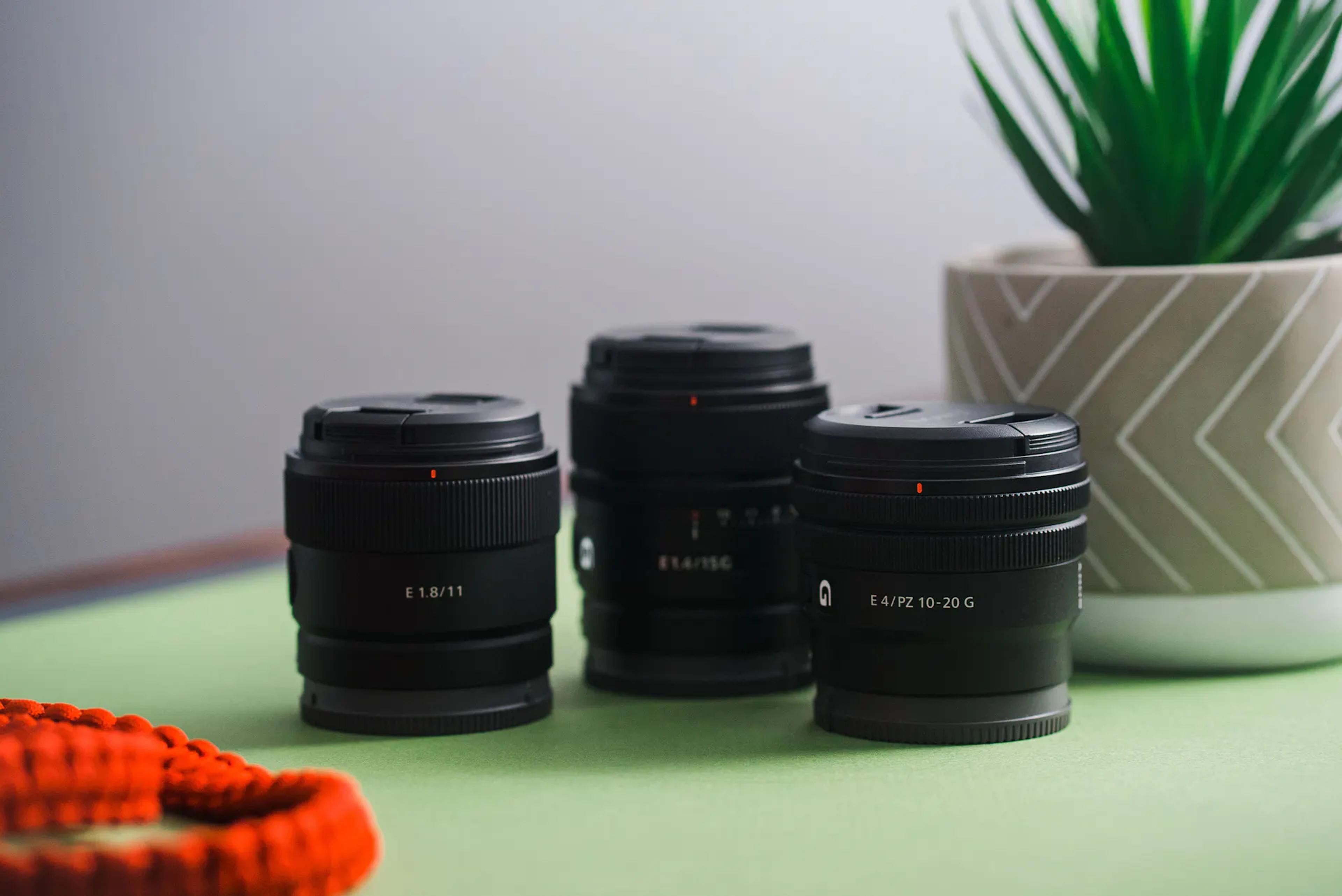 Three APS-C Sony lenses for full-frame Sony cameras.