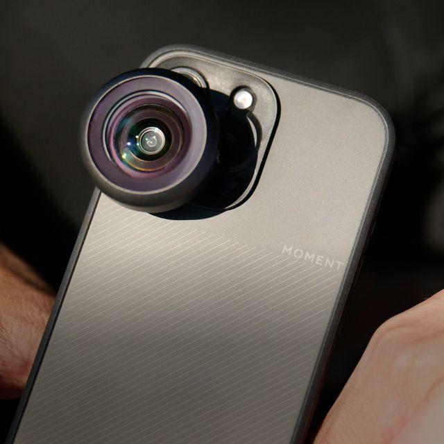 Moment iPhone 16 Camera case with a mobile lens easily attached.